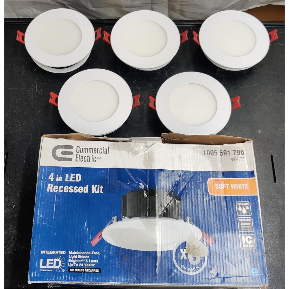 5 Commercial Electric 4 in LED Recessed Kit Soft White
